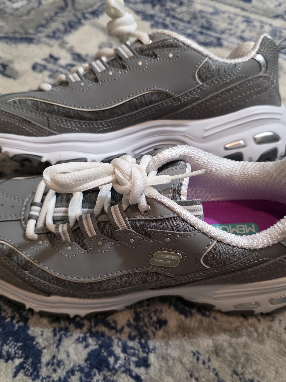 Skechers D'Lites Me Time Trubuck Grey Leather Air Cooled Memory Foam